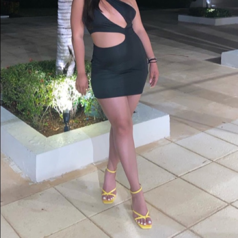 Yellow Strap-Block Heels